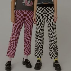 Daydreamer‎ Magenta Wave Checkered Knit Pant Size Small NWT